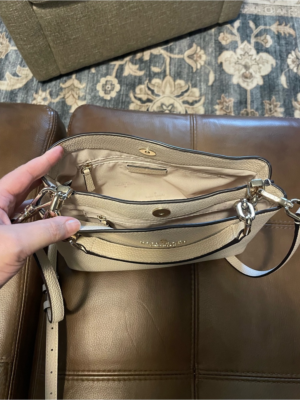 kate spade Cream Pebbled Leather Crossbody with Silver Hardware - Picture 2 of 2
